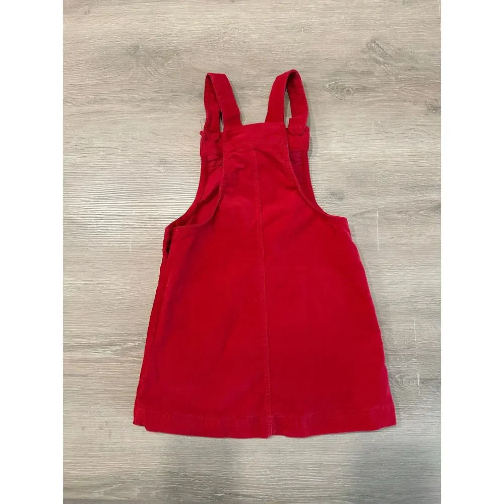 Apple Corduroy Jumper Dress Girls Red Overall Pinafore‎ Isaac Mizrahi 5 Years